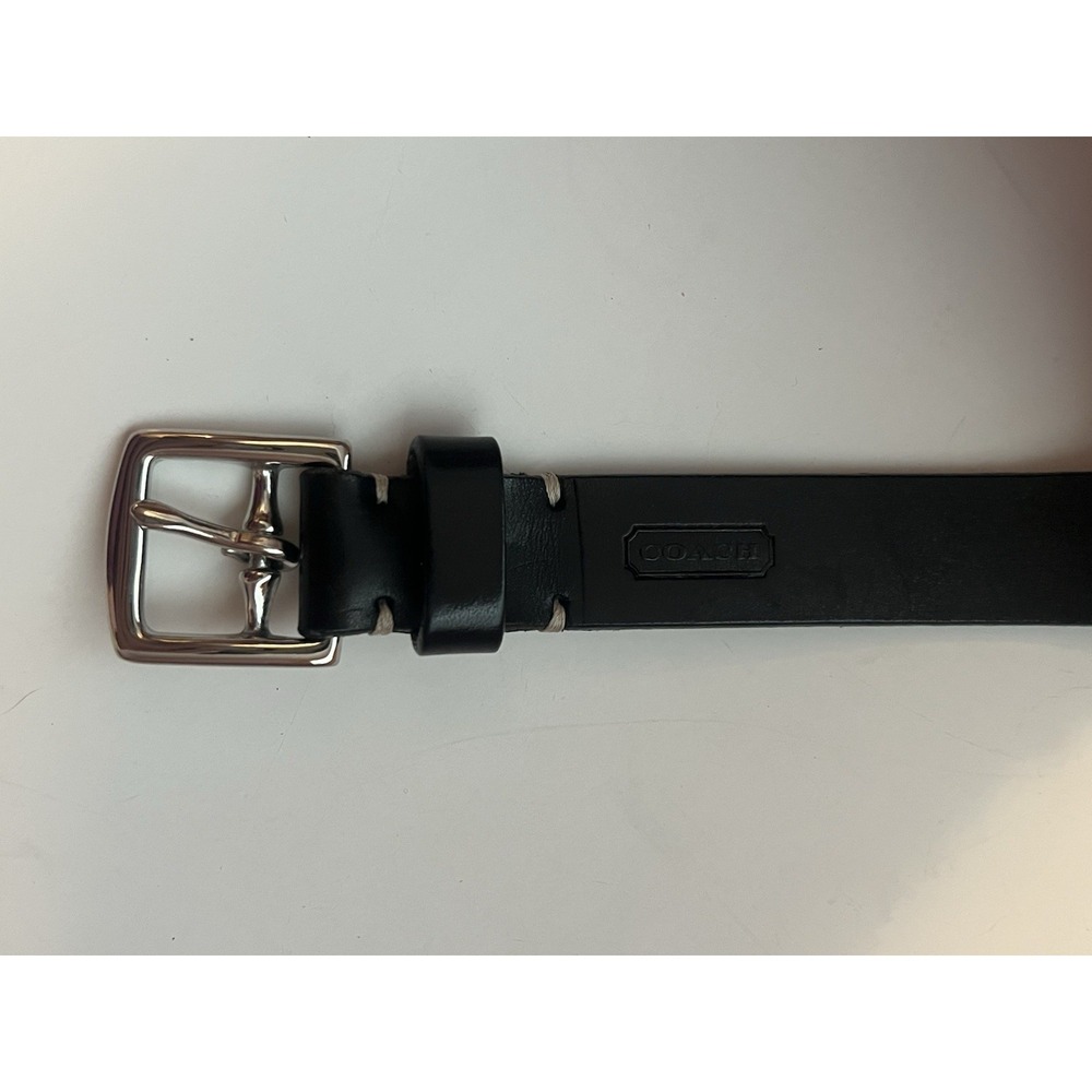 Vintage Women's Coach Classic Black Leather Belt Silver Buckle 8566 Italy Medium
